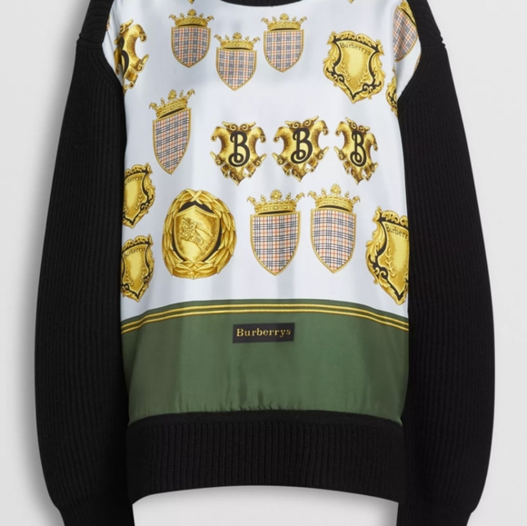 ❌SOLD❌ Burberry XS 1990s 1980s Archieve Scarf Print Silk Merino Wool Sweater - Picture 6 of 6